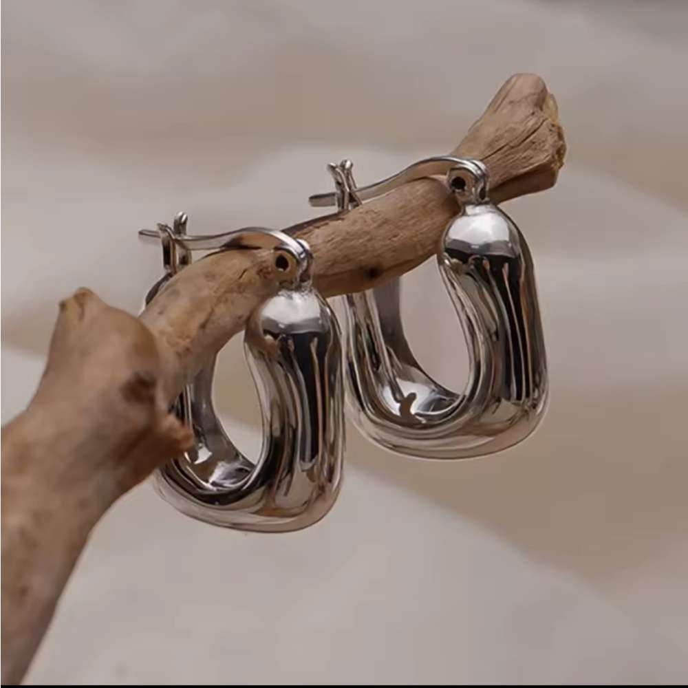 Silver Geometric Hoop Earrings